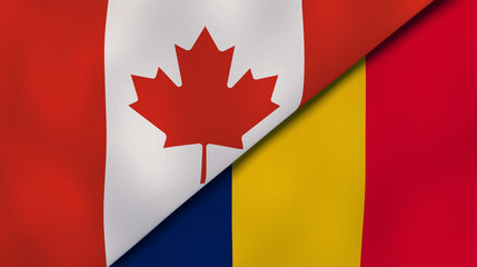 The flags of Canada and Chad. News, reportage, business background. 3d illustration