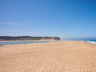 Beach of Faz do Arelho at portugal in summer