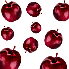 Red apples isolated on a white background. Fruit background. Ripe apple