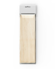 BBQ Accessories Bamboo Skewers And Picks Plastic paper slot Packaging, 3d render illustration.