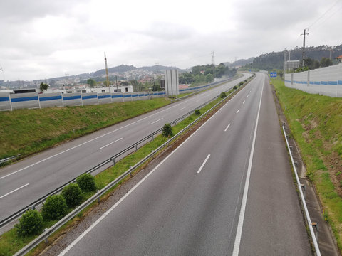 Empty highway under a cloudy day, during the quarantine period of the coronavirus