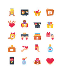 set of icons donation on white background