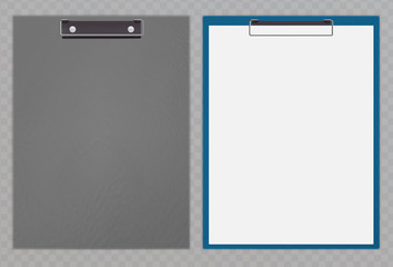 Realistic clipboard, plastic folder. Textured elements