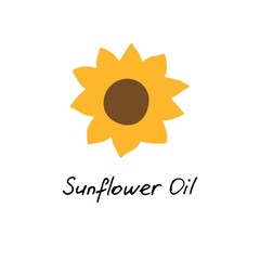 Natural and healthy sunflower oil label design for web and print. Hand drawn logo. Vector graphic