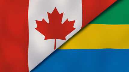 The flags of Canada and Gabon. News, reportage, business background. 3d illustration