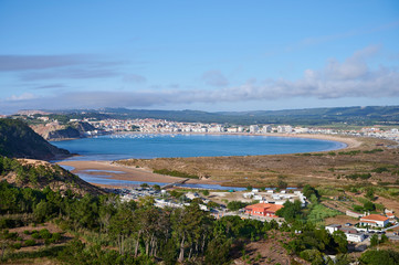 Fototapeta na wymiar View over the village and bay of São Martinho do Porto