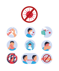 Fototapeta premium set of icons how the coronavirus is transmitted