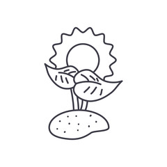 plant growing and sun icon, line style