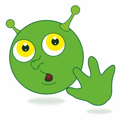 Cute alien, head funny character flat illustration/ Alien face icons.