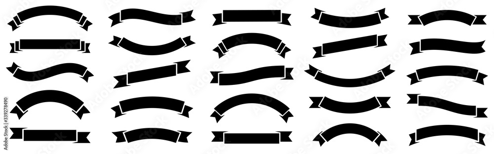Wall mural ribbon banner set. simple ribbons. vector