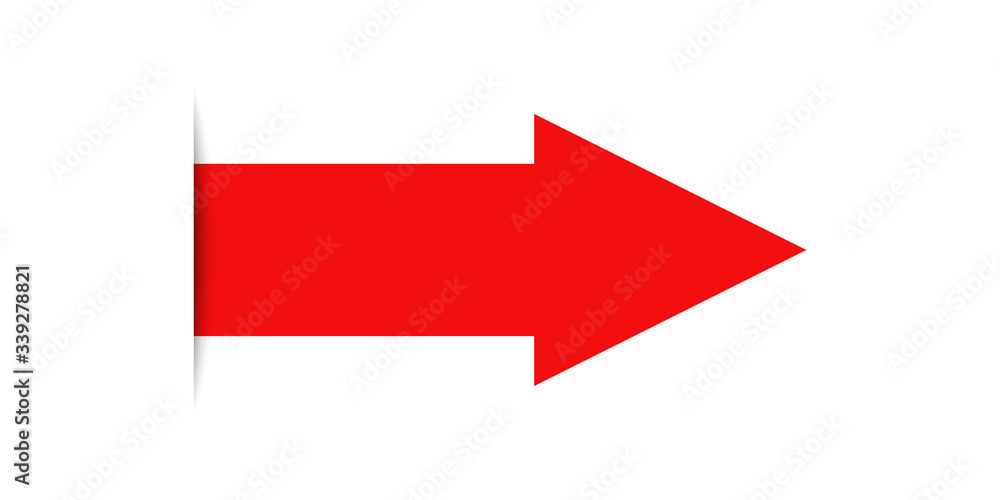 Poster arrow design. vector isolated illustration. red vector arrow. flat simple icon. graphic element. red