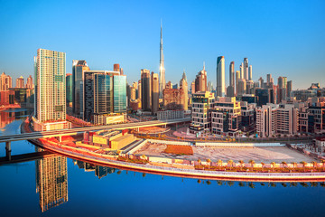 Naklejka premium Amazing view on Dubai futuristic skyline center, Dubai, United Arab Emirates