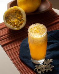 passion fruit juice in long glass cup