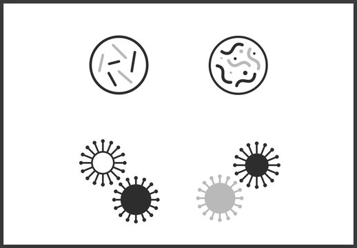 Virus Mold Petri Dish Icon Set