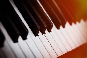 close-up of piano keys. close frontal view.