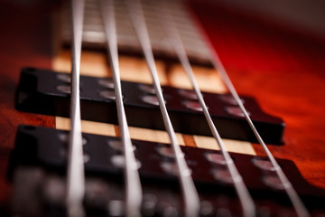 Electric guitar with depth of field. Bass guitar.