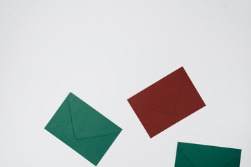 Top view of envelopes on white background 