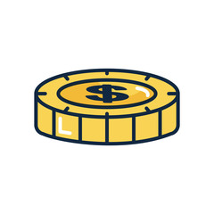 money coin icon, silhouette style