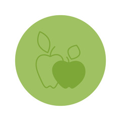 Two green apples, circle, logo, icon. Vector illustration.