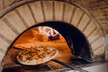 Pizza in stone oven
