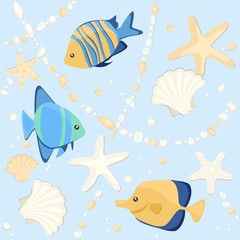 seamless pattern with sea animals