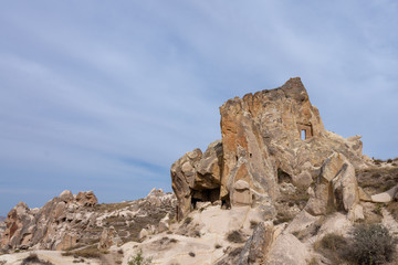 Ancient houses in the mountains in Goreme, Capadoccia, Turkey