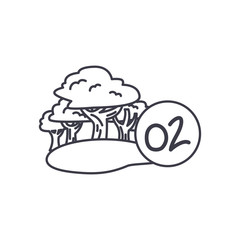 fresh air and trees icon, line style