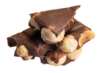 chocolate with nuts isolated