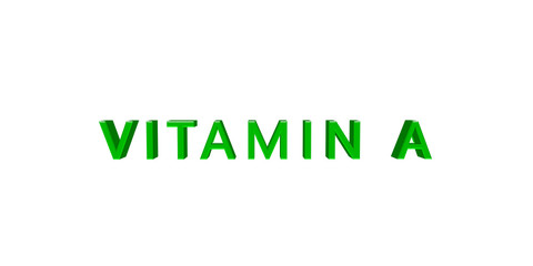 Vitamin A 3D rendering on white background.