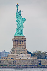 Statue of Liberty on Liberty Island during the gloomy weather in New York.