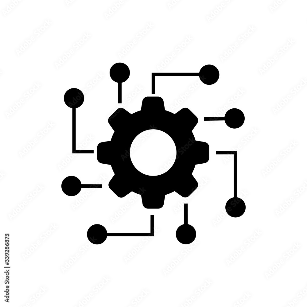 Aufkleber automated system line icon on white background. vector illustration.