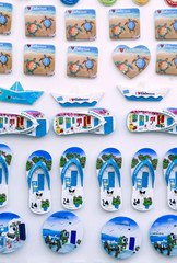 Colorful handmade magnets souvenirs in Greece