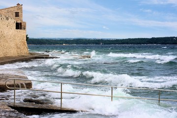 rough sea in Novigrad, Istria, Croatia