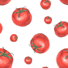 Seamless pattern with hand drawn tomato made by goache - 339288416