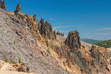 Volcanic Remnants on the Side of a Volcanic Crater