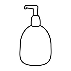 Soap bottle icon Isolated on a white background. Black-white vector illustration. Observe hygiene. Wash your hands.