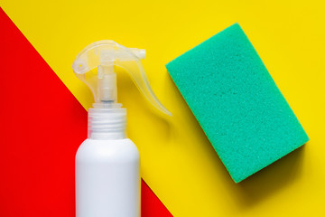 Spray disinfectant and sponge for washing for viruses prevention