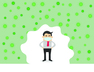 businessman wearing mask, vector, illustrator