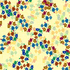 Fototapeta na wymiar Watercolor seamless flower pattern with color backgound