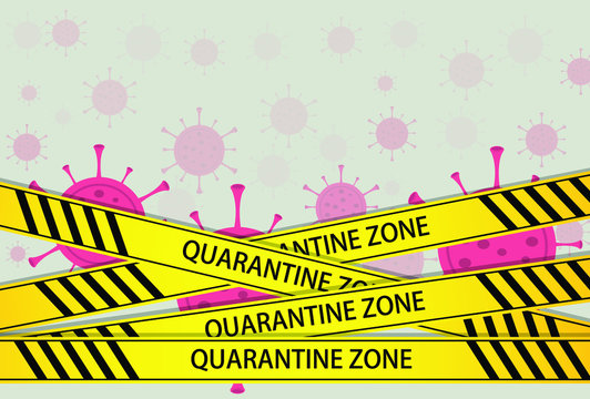 quarantine zone tag and symblo of virus, vector, illustrator