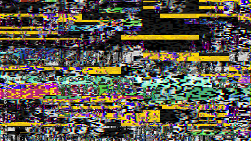 Poster no signal error noise lines black and white abstract glitch screen background