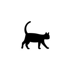 Black cat icon isolated on white. Cartoon illustration