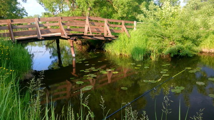 Obraz premium wooden bridge over river