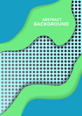 Fototapeta premium Paper cut abstract background with elements of green blue in light colors. Background with holes, circles. Design template that is suitable for advertising, booklets, leaflets, flyers and posters.