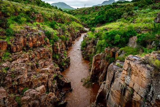 Bourke's poholes in the Blide river canyon on the Panorama Route in South Afrika, SA, during summertime holiday travel