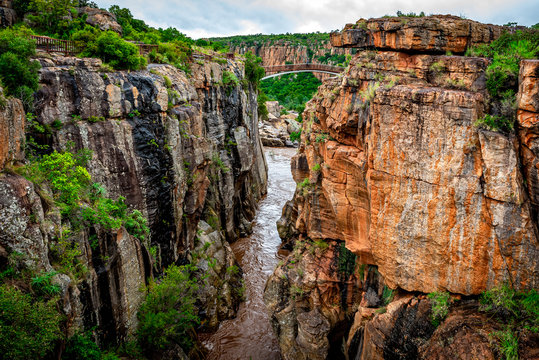 Incredible Bourke's poholes in the Blide river canyon on the Panorama Route in South Afrika, SA, during summertime holiday travel