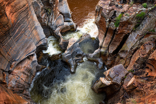 Incredible Bourke's poholes in the Blide river canyon on the Panorama Route in South Afrika, SA, during summertime holiday travel