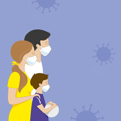 Family wearing facemasks against coronavirus