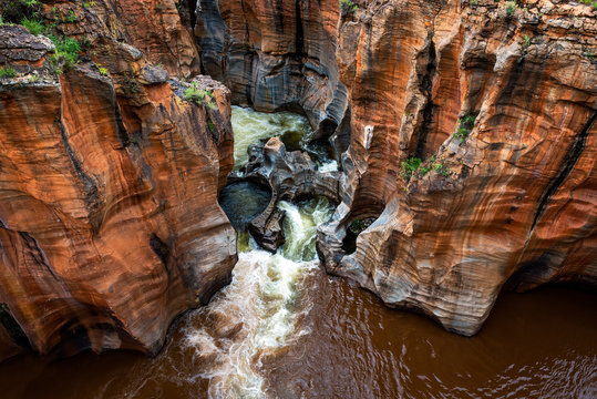Incredible Bourke's poholes in the Blide river canyon on the Panorama Route in South Afrika, SA, during summertime holiday travel