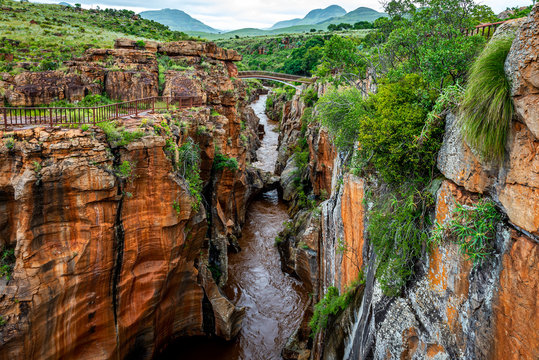 Incredible Bourke's poholes in the Blide river canyon on the Panorama Route in South Afrika, SA, during summertime holiday travel